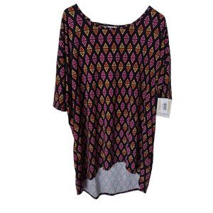 LulaRoe XL Irma Black with Pink and Orange Triangles
